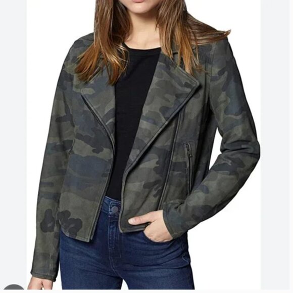 ⭐️ Sanctuary Camo Zip Bicycle Moto Biker Glam Retro Camouflage Modern Jacket - Picture 1 of 6